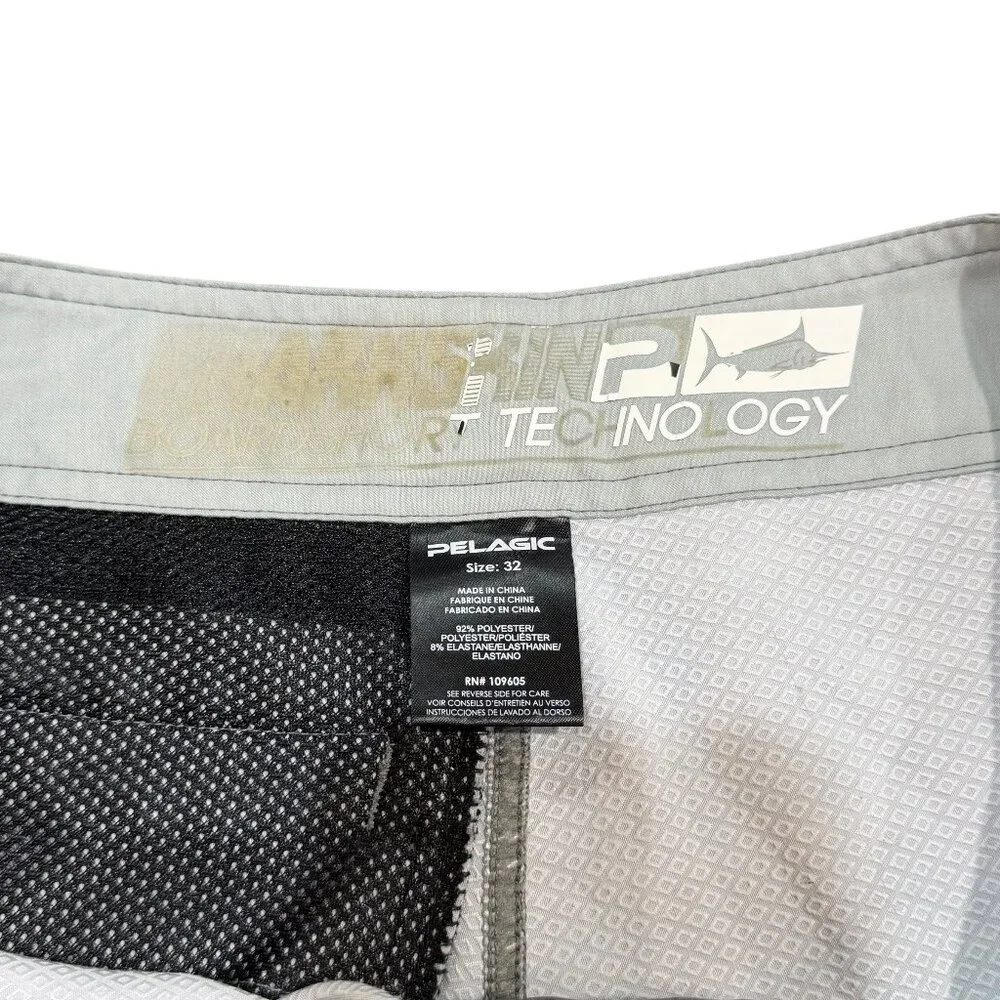 Pelagic Americamo Sharkskin Boardshorts Grey Size 32 Swim Bathing‎ Suit